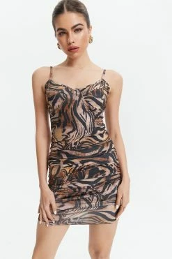 Solado Backless Leopard Print Bodycon Dress