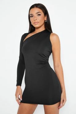 Solado Asymmetrical Neck One Sleeve Bodycon Dress