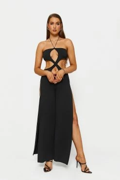 Solado Halter Neck Cut Out Split Hem Maxi Dress