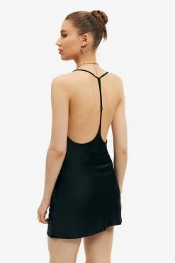 Alternative view of Solado Satin Backless Cowl Neck Solid Mini Dress