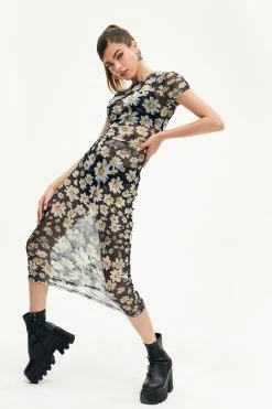 Solado Mesh Daisy Print Maxi Dress