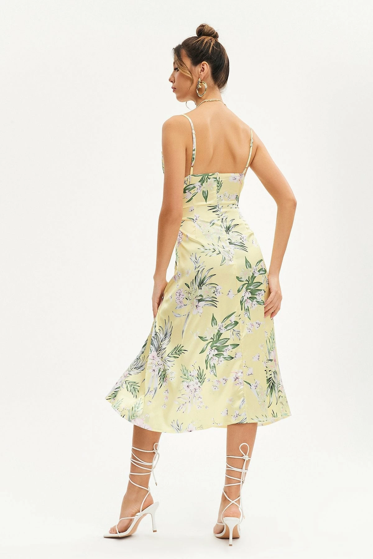 Solado Cowl Neck Floral Print Split Hem Midi Dress 2 Solado Cowl Neck Floral Print Split Hem Midi Dress - Image 2