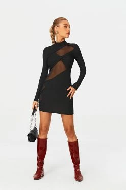 SOLADO Mock Neck Mesh Splicing Long Sleeve Mini Dress -Solado Sales Shop jpeg e03838be 6a42 4586 b87a 30b5454aac62 1800x1800