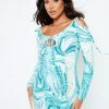 Solado Cold Shoulder Cut Out Swirl Print Mini Dress
