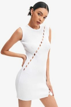 Solado Ribbed Knit Cut Out Sleeveless Mini Dress