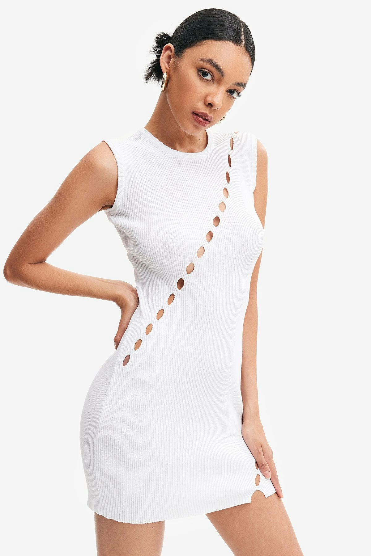 Solado Ribbed Knit Cut Out Sleeveless Mini Dress 1 Solado Ribbed Knit Cut Out Sleeveless Mini Dress