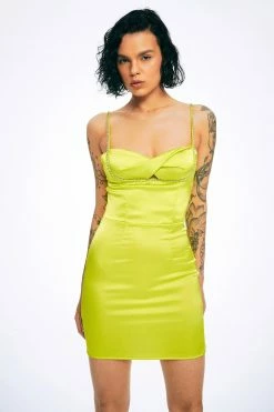 Alternative view of Solado Satin Twist Front Rhinestone Decor Mini Dress