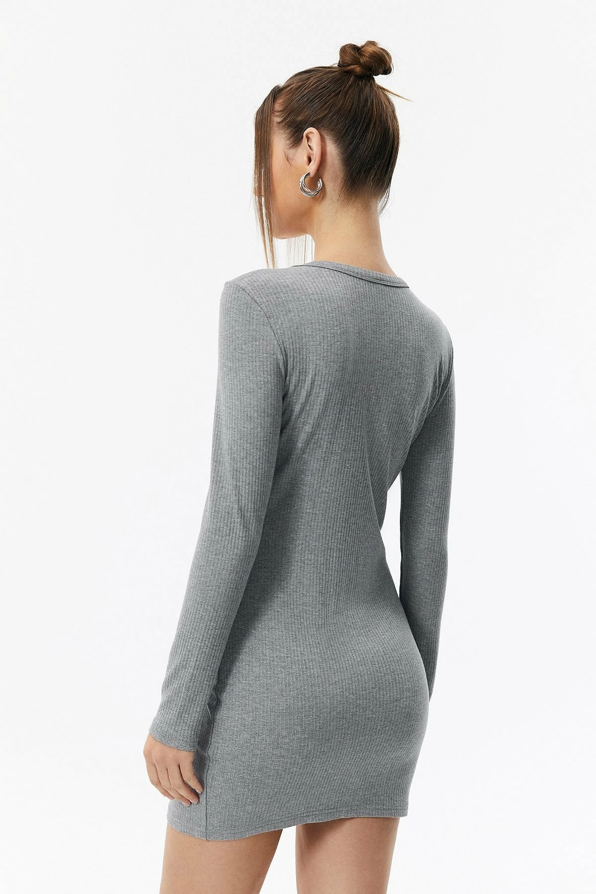 Solado Solid Button Front Knitted Mini Dress 2 Solado Solid Button Front Knitted Mini Dress - Image 2