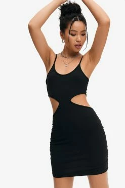 Solado U Neck Cut Out Solid Cami Mini Dress