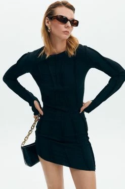 Solado Asymmetrical Hem Texture Mini Dress