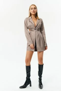 Solado Plunging Neck Backless Mini Dress