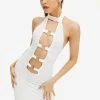 Solado Texture Cut Out O-Ring Front Backless Mini Dress