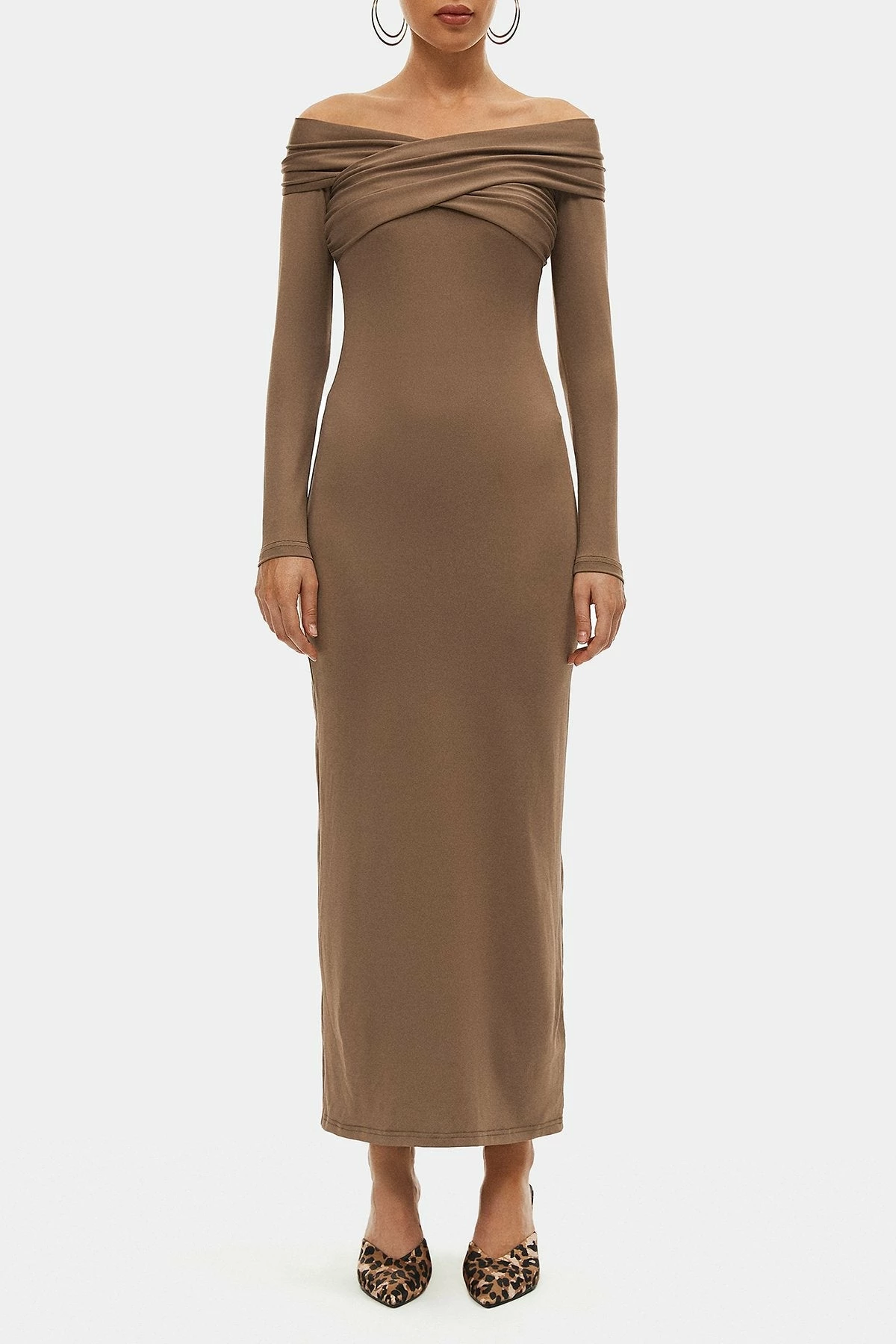 SOLADO Off Shoulder Cross Wrap Long Sleeve Maxi Dress 6 SOLADO Off Shoulder Cross Wrap Long Sleeve Maxi Dress - Image 6