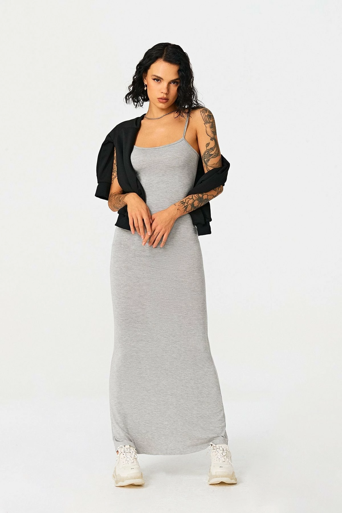 SOLADO Modal Plunging Neck Mermaid Solid Maxi Dress 3 SOLADO Modal Plunging Neck Mermaid Solid Maxi Dress - Image 3