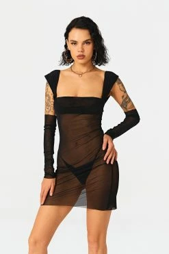 Solado Square Neck Mesh Mini Dress Without Panty