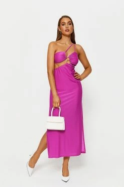 Solado One Shoulder Tie Back Split Hem Maxi Dress