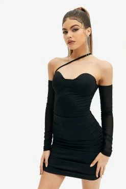 Solado One Shoulder Long Sleeve Mini Dress