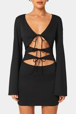 SOLADO Tie Detail Cut Out Flared Sleeve Mini Dress -Solado Sales Shop jpeg fb315e05 6f47 4cee ace1 b2cae753910a 1800x1800