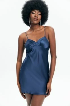 Solado Satin Backless Split Hem Mini Dress