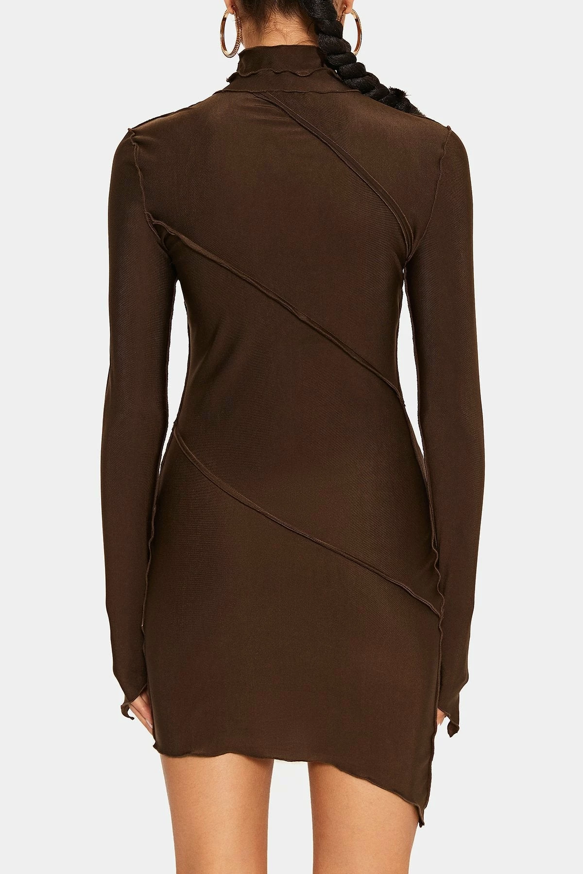 SOLADO Mock Neck Seam Detail Long Sleeve Mini Dress 8 SOLADO Mock Neck Seam Detail Long Sleeve Mini Dress - Image 8