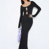 SOLADO Cut Out Long Sleeve Mermaid Maxi Dress